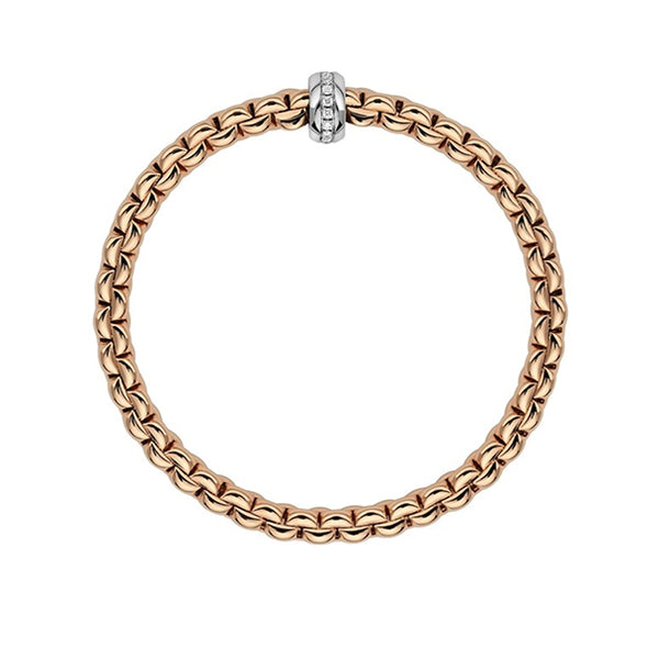 FOPE" EKA"  18CT ROSE & WHITE GOLD PAVE DIAMOND FLEXÍT BRACELET MEDIUM SIZE (Image 3)