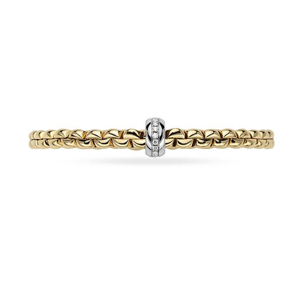 FOPE "EKA" 18CT YELLOW & WHITE GOLD DIAMOND PAVE RHONDEL FLEX'IT BRACELET MEDIUM SIZE (Image 2)