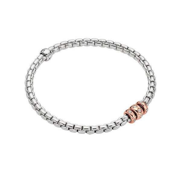 FOPE 'EKA' 18CT ROSE & WHITE GOLD DIAMOND BRACELET (Image 1)