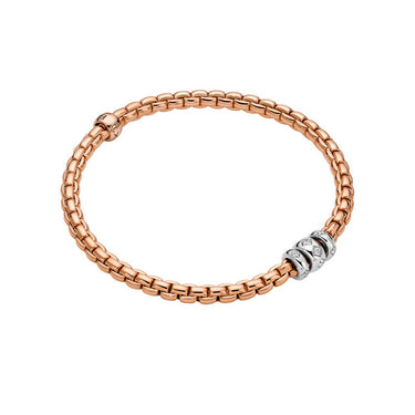 FOPE 'EKA' 18CT ROSE & WHITE GOLD DIAMOND BRACELET