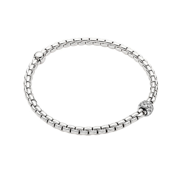 FOPE "EKA" 18ct WHITE GOLD PAVE DIAMOND FLEX'IT BRACELET MEDIUM SIZE (Image 1)