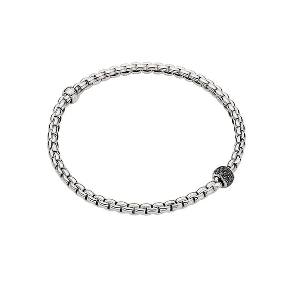 FOPE 'EKA' 18CT WHITE GOLD BLACK DIAMOND RHONDEL BRACELET MEDIUM SIZE (Image 1)