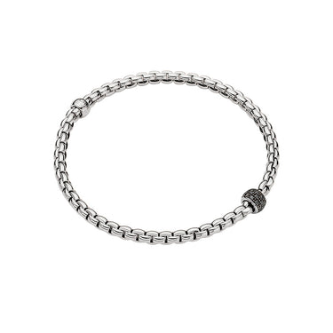 FOPE 'EKA' 18CT WHITE GOLD BLACK DIAMOND RHONDEL BRACELET MEDIUM SIZE