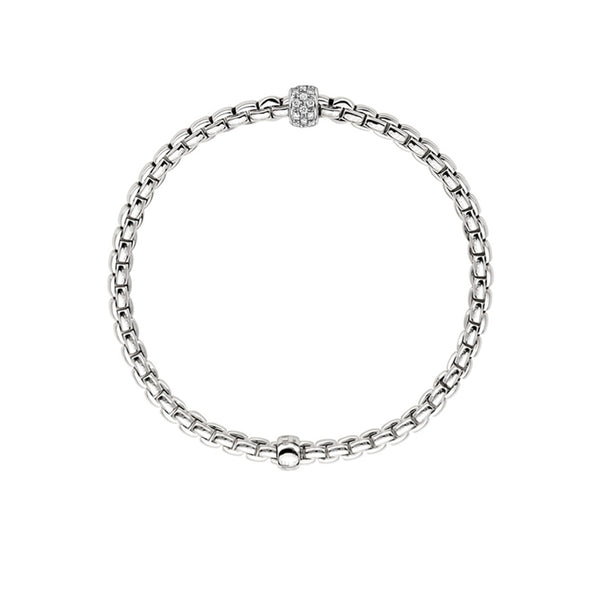 FOPE 'EKA TINY' 18CT WHITE GOLD PAVE DIAMOND FLEX'IT BRACELET (Image 2)