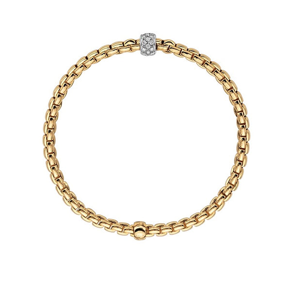 FOPE "EKA" TINY' 18CT YELLOW GOLD AND WHITE GOLD PAVE DIAMOND FLEX'IT BRACELET SIZE MEDIUM (Image 3)