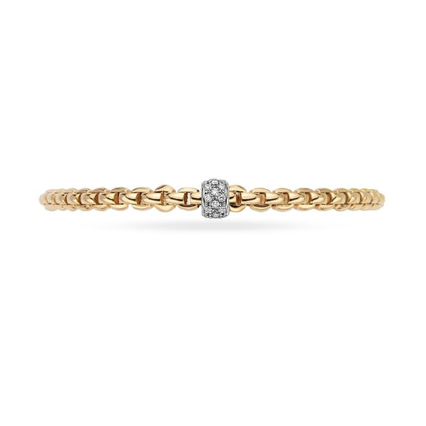 FOPE "EKA" TINY' 18CT YELLOW GOLD AND WHITE GOLD PAVE DIAMOND FLEX'IT BRACELET SIZE MEDIUM (Image 2)