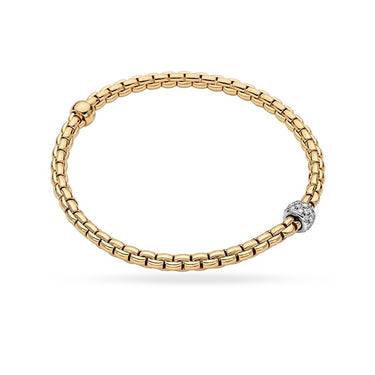 FOPE 'FLEX'IT EKA TINY' 18CT YELLOW GOLD AND 18CT WHITE GOLD PAVE DIAMOND BRACELET