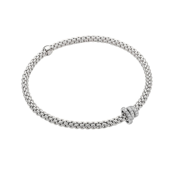 FOPE 'PRIMA' 18CT WHITE GOLD DIAMOND RHONDEL BRACELET SMALL SIZE (Image 1)