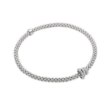 FOPE 'PRIMA' 18CT WHITE GOLD DIAMOND RHONDEL BRACELET SMALL SIZE