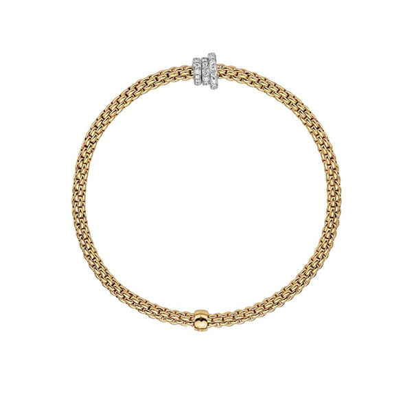 FOPE 'PRIMA' 18CT YELLOW GOLD AND  WHITE GOLD DIAMOND PAVE SET RONDEL BRACELET SIZE MEDIUM (Image 3)