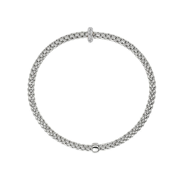 FOPE "PRIMA" 18ct WHITE GOLD PAVE SET DIAMOND RHONDEL BRACELET MEDIUM SIZE (Image 2)