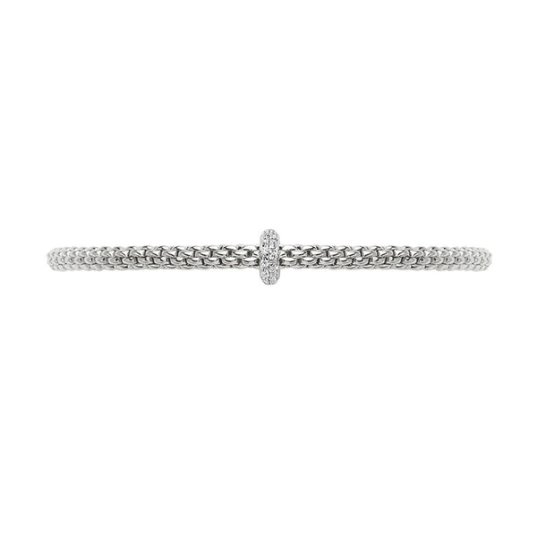 FOPE "PRIMA" 18ct WHITE GOLD PAVE SET DIAMOND RHONDEL BRACELET MEDIUM SIZE (Image 3)