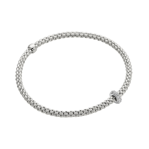 FOPE "PRIMA" 18ct WHITE GOLD ROUND BRILLIANT CUT DIAMOND BRACELET SMALL SIZE (Image 1)