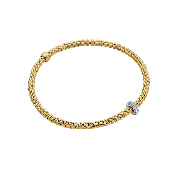 FOPE 'PRIMA' 18CT YELLOW & WHITE GOLD DIAMOND BRACELET SMALL SIZE (Image 1)