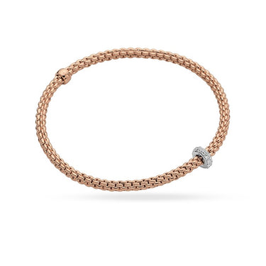 FOPE 'FLEX'IT PRIMA' 18CT ROSE GOLD AND 18CT WHITE GOLD PAVE SET DIAMOND RONDELLE BRACELET MEDIUM SIZE