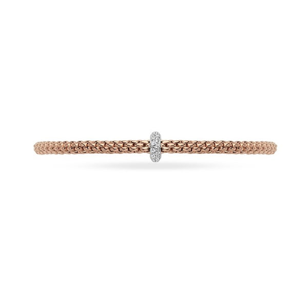 FOPE 'FLEX'IT PRIMA' 18CT ROSE GOLD AND 18CT WHITE GOLD PAVE SET DIAMOND RONDELLE BRACELET MEDIUM SIZE (Image 2)