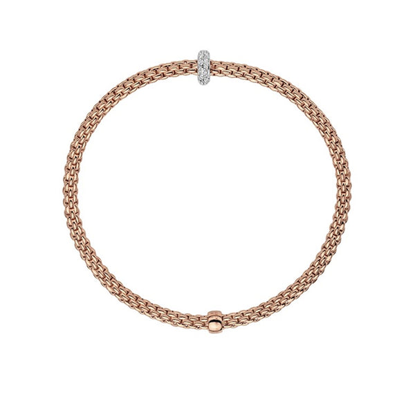 FOPE 'FLEX'IT PRIMA' 18CT ROSE GOLD AND 18CT WHITE GOLD PAVE SET DIAMOND RONDELLE BRACELET MEDIUM SIZE (Image 3)