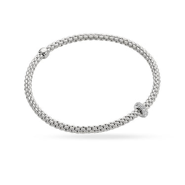 FOPE 'FLEX'IT PRIMA' 18CT WHITE GOLD PAVE SET DIAMOND RONDELLE BRACELET