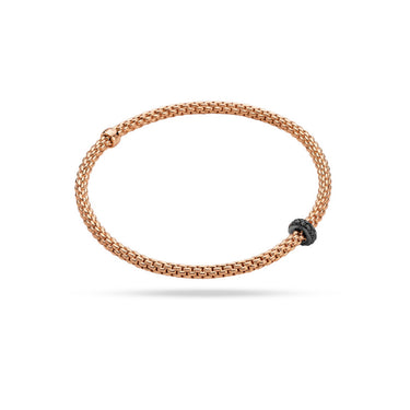 FOPE 'PRIMA' 18CT ROSE GOLD BLACK DIAMOND BRACELET