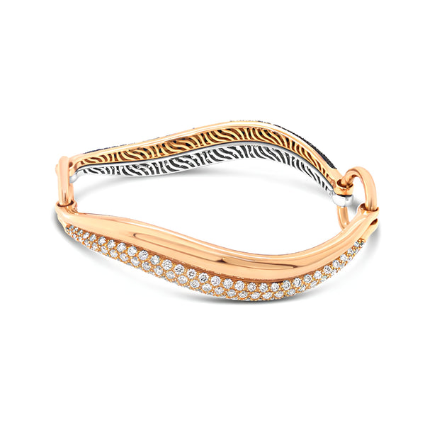 JORG HEINZ '2 PLAY' 18CT ROSE GOLD AND WHITE GOLD DIAMOND BANGLE (Image 2)