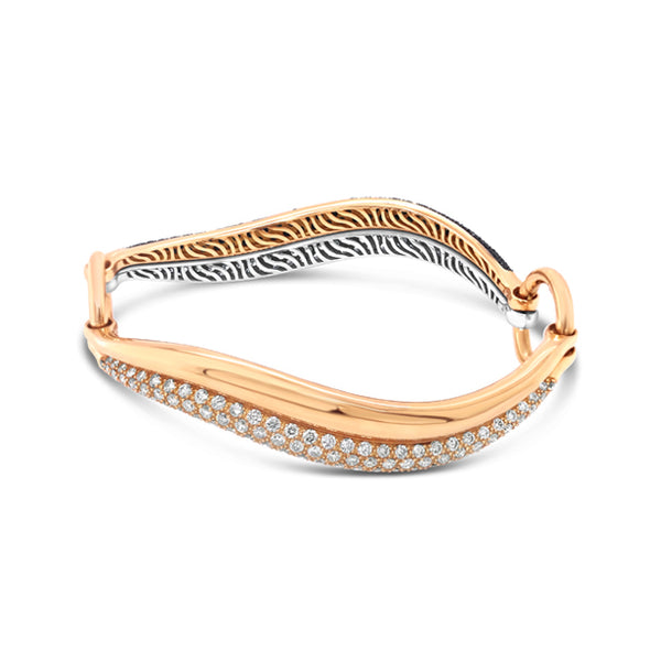 JORG HEINZ '2 PLAY' 18CT ROSE GOLD AND WHITE GOLD DIAMOND BANGLE (Image 2)