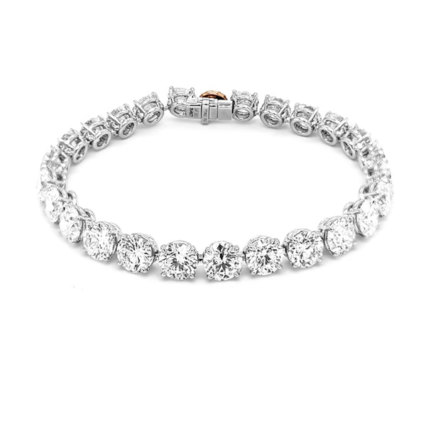PLATINUM AND 18CT ROSE GOLD 25.45CT WHITE DIAMOND LINE BRACELET WITH ARGYLE PINK DIAMOND CLASP (Image 2)