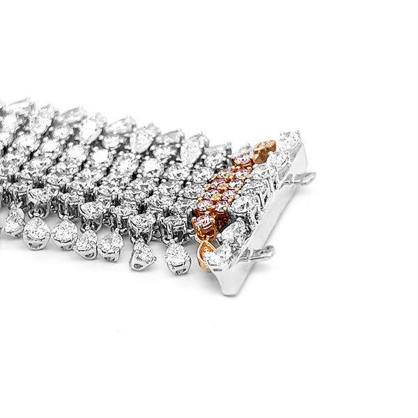 'FANCY' 18CT WHITE GOLD DIAMOND BRACELET WITH 18CT ROSE GOLD AND ARGYLE PINK DIAMOND CLASP (Image 4)