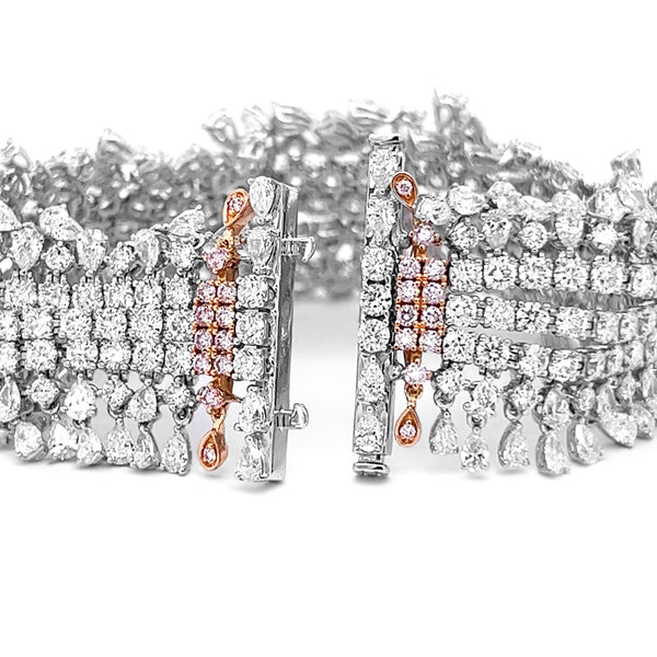 'FANCY' 18CT WHITE GOLD DIAMOND BRACELET WITH 18CT ROSE GOLD AND ARGYLE PINK DIAMOND CLASP (Image 1)