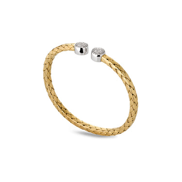 18CT WHITE AND YELLOW GOLD DIAMOND BANGLE