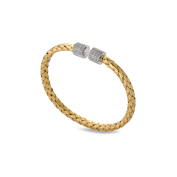 18CT WHITE & YELLOW GOLD DIAMOND BANGLE (Image 1)