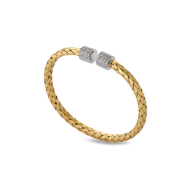 18CT WHITE & YELLOW GOLD DIAMOND BANGLE