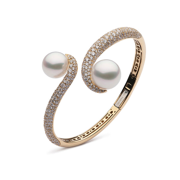 AUTORE 18CT YELLOW GOLD SOUTH SEA PEARL & DIAMOND BRACELET (Image 1)