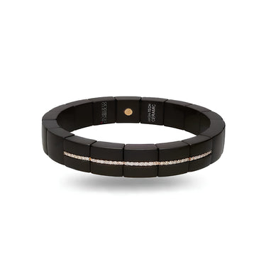 DEMEGLIO DOMINO BRACELET IN MATTE BLACK CERAMIC, 18CT ROSE GOLD AND BROWN DIAMONDS