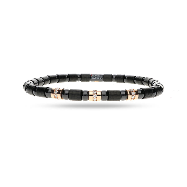 DEMEGLIO 'CARBON FIBRE' 18CT ROSE GOLD AND WHITE DIAMOND STRETCH BRACELET (Image 1)