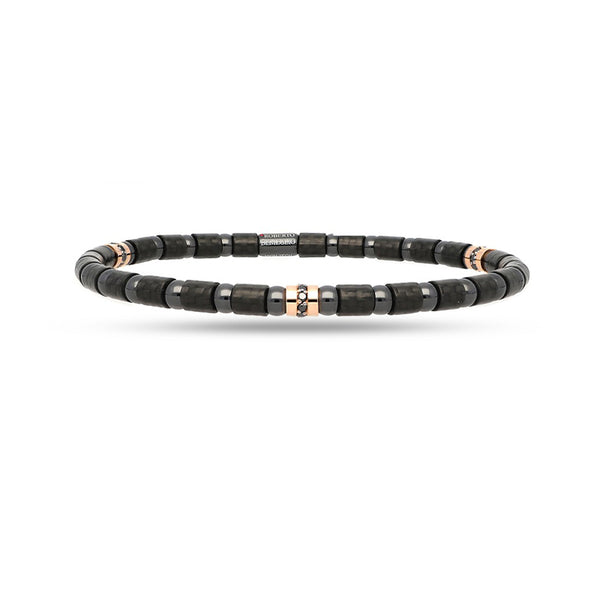 DEMEGLIO 'CARBON FIBRE' 18CT ROSE GOLD AND BLACK DIAMOND STRETCH BRACELET (Image 1)