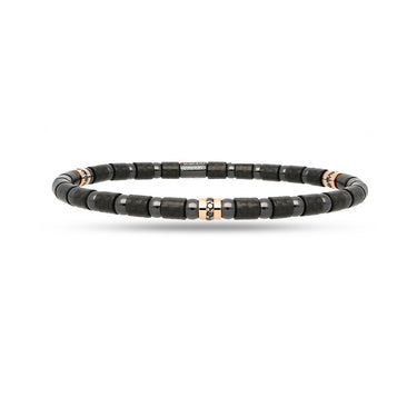 DEMEGLIO 'CARBON FIBRE' 18CT ROSE GOLD AND BLACK DIAMOND STRETCH BRACELET