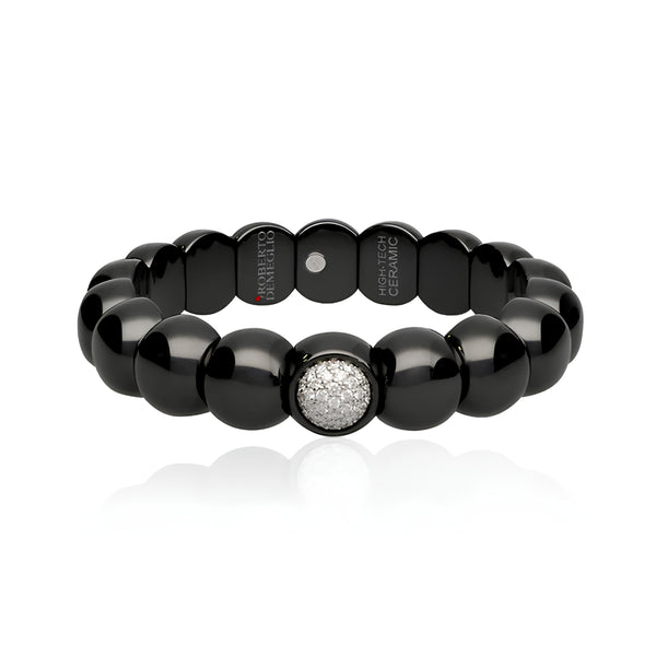 DEMEGLIO DAMA BLACK CERAMIC 18CT WHITE GOLD DIAMOND STRETCH BRACELET (Image 1)