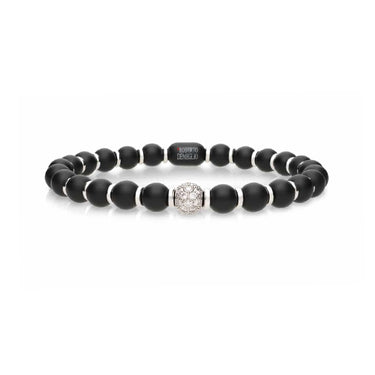 DEMEGLIO 'SFERA' 18CT WHITE GOLD WHITE DIAMOND SPHERE AND MATTE BLACK CERAMIC BRACELET