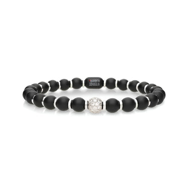 DEMEGLIO 'SFERA' 18CT WHITE GOLD WHITE DIAMOND SPHERE AND MATTE BLACK CERAMIC BRACELET