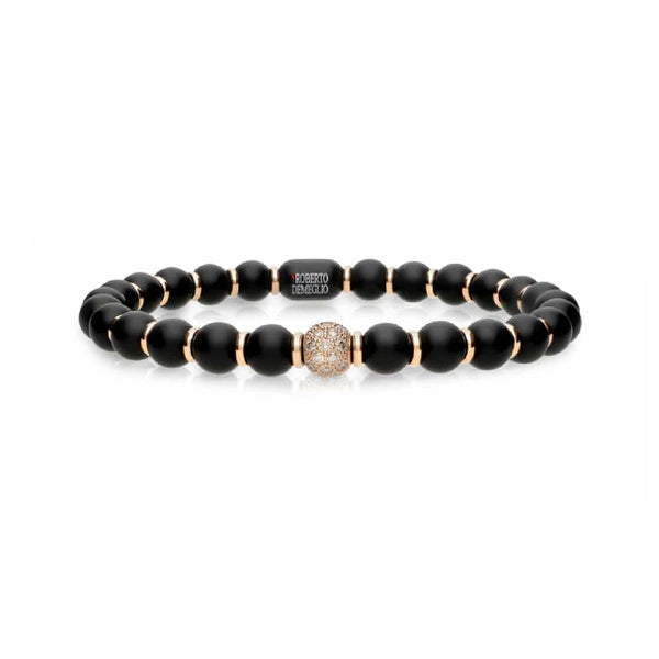 DEMEGLIO 'SFERA' 18CT ROSE GOLD CHAMPAGNE DIAMOND SPHERE AND MATTE BLACK CERAMIC BRACELET (Image 1)