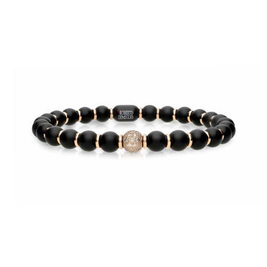 DEMEGLIO 'SFERA' 18CT ROSE GOLD CHAMPAGNE DIAMOND SPHERE AND MATTE BLACK CERAMIC BRACELET