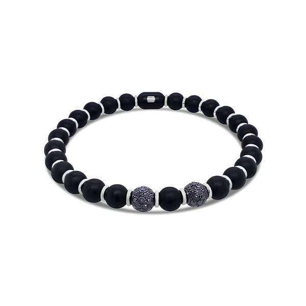 DEMEGLIO 'SEFRA' 18CT WHITE GOLD MATTE BLACK DIAMOND STRETCH BRACELET (Image 1)