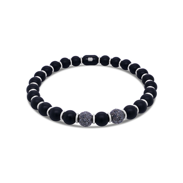 DEMEGLIO 'SEFRA' 18CT WHITE GOLD MATTE BLACK DIAMOND STRETCH BRACELET (Image 2)