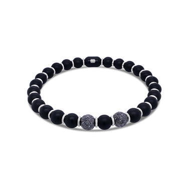 DEMEGLIO 'SEFRA' 18CT WHITE GOLD MATTE BLACK DIAMOND STRETCH BRACELET