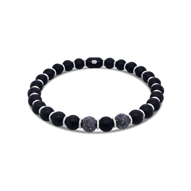 DEMEGLIO 'SEFRA' 18CT WHITE GOLD MATTE BLACK DIAMOND STRETCH BRACELET