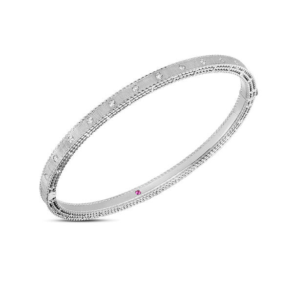 ROBERTO COIN PRINCESS 18CT WHITE GOLD DIAMOND BANGLE (Image 1)