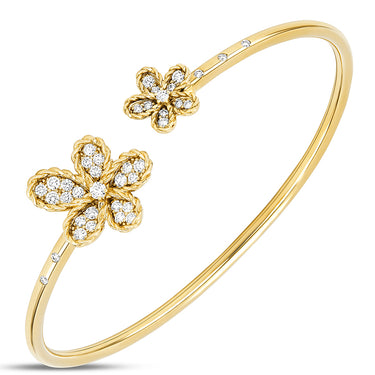 ROBERTO COIN JASMINE 18CT YELLOW GOLD DIAMOND BANGLE