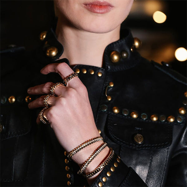 ROBERTO COIN 'ROCK AND DIAMONDS' 18CT YELLOW GOLD DIAMOND BANGLE (Image 2)