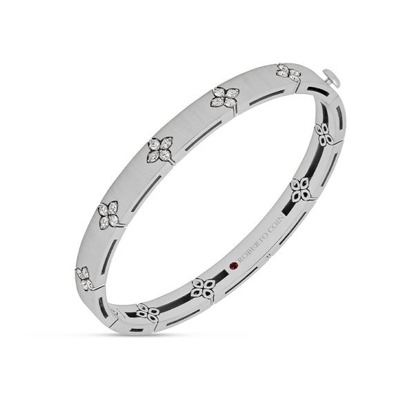 ROBERTO COIN LOVE IN VERONA 18CT WHITE GOLD DIAMOND BANGLE (Image 1)