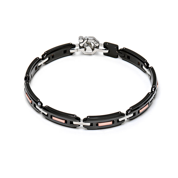 BARAKA EXPLORE 18CT ROSE GOLD & BLACK PVD STAINLES STEEL DIAMOND BRACELET (Image 1)